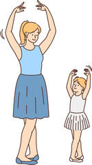 Female teacher and child ballet dancing