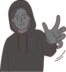 Suspicious man in hood involved in anonymous crime