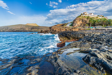 Fototapeta na wymiar View of the coastal town of Puerto de Las Nieves,sen Gran Canaria, Canary Islands, Spain.