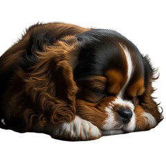 Sleeping Cavalier King charles spaniel Dog in a invisible background Generative AI