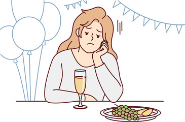 Bored girl feel lonely at party