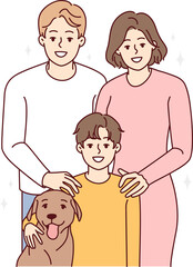 Obraz premium Portrait of family with child and dog