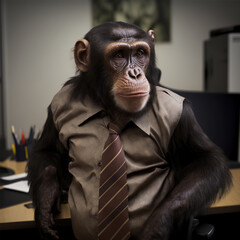 Monkey in a business suit, Generative AI	

