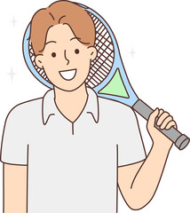 Smiling man with tennis rocket
