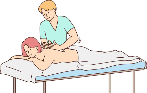 massage therapist giving back massage on table clip art preview
