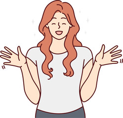Excited woman feeling euphoric