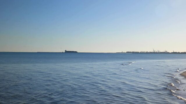 Cargo Ship on Sea Silhouette on Semaphore Beach