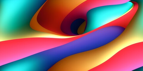 Obraz premium Smooth wave flowing rainbow gradient background 3D, liquid abstract wallpaper design. 