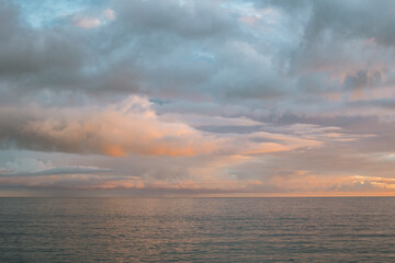 Amazing view of an Adriatic sea on a sunset, Montenegro.