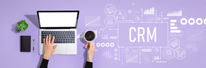 CRM theme with person using laptop computer
