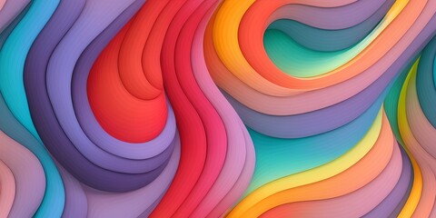 Obraz premium Smooth wave flowing rainbow gradient background 3D, liquid abstract wallpaper design. 