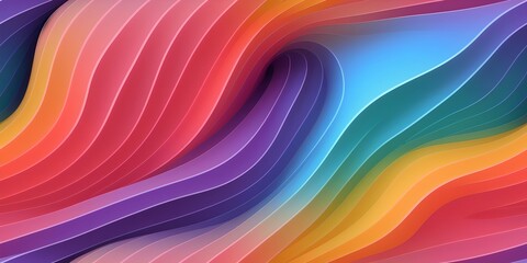 Obraz premium Smooth wave flowing rainbow gradient background 3D, liquid abstract wallpaper design. 