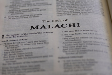 title page from the book of Malachi in the bible or torah for faith, christian, jew, jewish, hebrew, israelite, history, religion