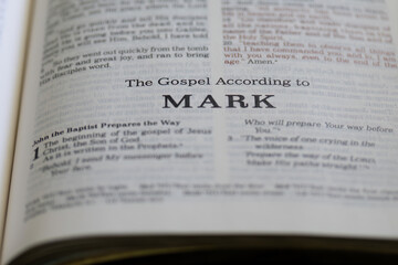 title page from the book of Mark in the bible for faith, christian, hebrew, israelite, history, religion