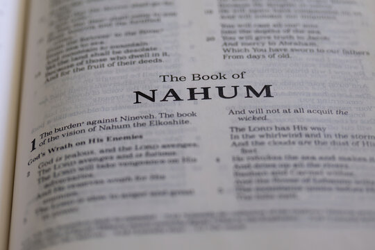 title page from the book of Nahum in the bible or torah for faith, christian, jew, jewish, hebrew, israelite, history, religion