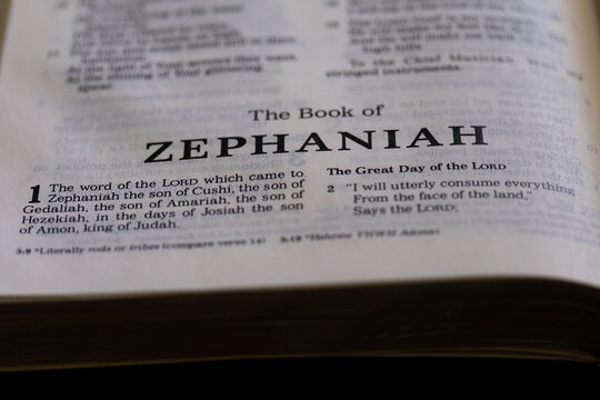 title page from the book of Zephaniah in the bible or torah for faith, christian, jew, jewish, hebrew, israelite, history, religion