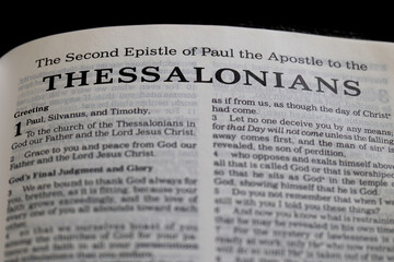 title page from the book of 2nd Thessalonians in the bible for faith, christian, hebrew, israelite, history, religion