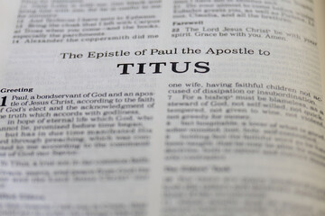 Obraz premium title page from the book of Titus in the bible for faith, christian, hebrew, israelite, history, religion