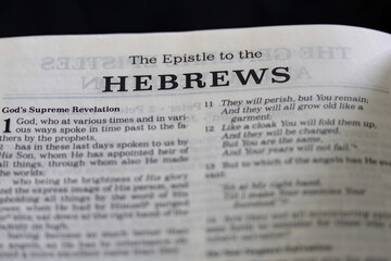 title page from the book of Hebrews in the bible for faith, christian, hebrew, israelite, history,...