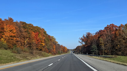 Fall colors as far as the eye can see on a bright Fall morning, Upstate NY, USA
