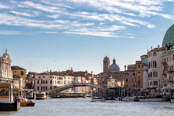 Fototapeta premium Ponte degli Scalzi (Scalzi Bridge) seen from the steps of railway station during summertime in Venice, Italy.