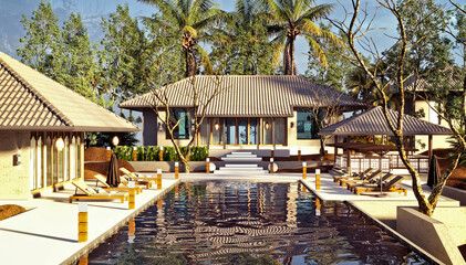 Obraz premium 3d render of luxury villa house