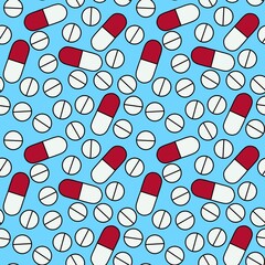 Cartoon medicine seamless pills pattern for wrapping paper and clothes print and fabrics and linens and pharmacy
