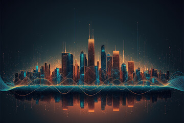 Futuristic abstract city a hub of technology and progress. Metaverse cyber concept idea. Innovation and advancement. Ai generated