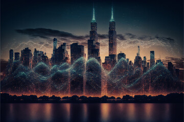 Futuristic abstract city a hub of technology and progress. Metaverse cyber concept idea. Innovation and advancement. Ai generated
