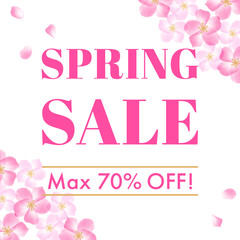 水彩桜フレームの新生活応援スペシャルセールバナーデザインテンプレート　正方形