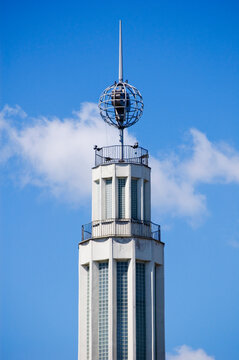 Poznan, Poland - May 16, 2022: Poznan International Fair building in Poznan, Poland. Poznan International Fair (Polish: Miedzynarodowe Targi Poznanskie, MTP).