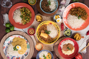 Peru traditional comfort food buffet table