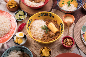 Peru traditional comfort food buffet table