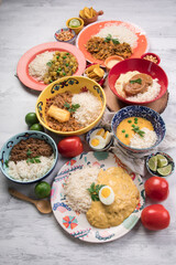 Peru traditional comfort food buffet table