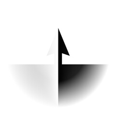 Arrow, pointer minimal contrast white or black symbol concept in semitone gradient silhouettes. Delicate nuance of muted shade, geometric art piece.png