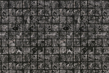 Broken black tiles. Background and textures. 3d rendering.