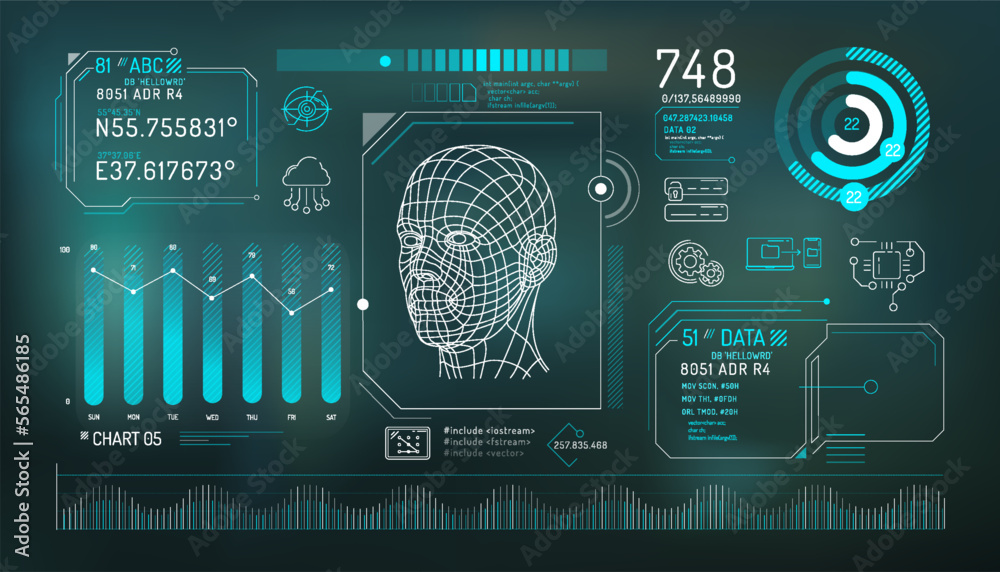 Canvas Prints set of infographic elements about data protection.