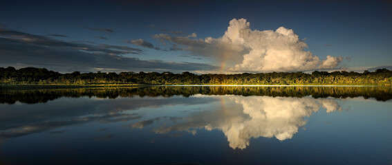 Panorama, Anangurocha Lake, Lagoon, at Napo Wildlife Center, Rainforest, Amazonia, Ecuador