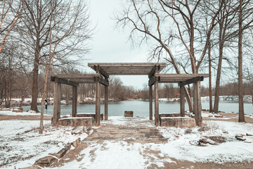 wooden bench in the park