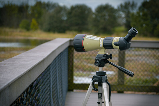spotting scope for birding on a tripod