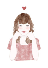 頬杖をつくかわいい女性