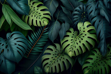 Naklejka na ściany i meble Grüne Blätter eine Pflanze als Hintergrund - Generative Ai
