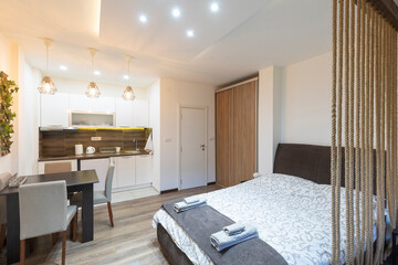 Bedroom interior in rental apartment