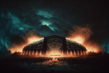 fire in the sky arena stadium night generative ai