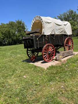 Covered Wagon In Fort Kearney State Park In Nebraska