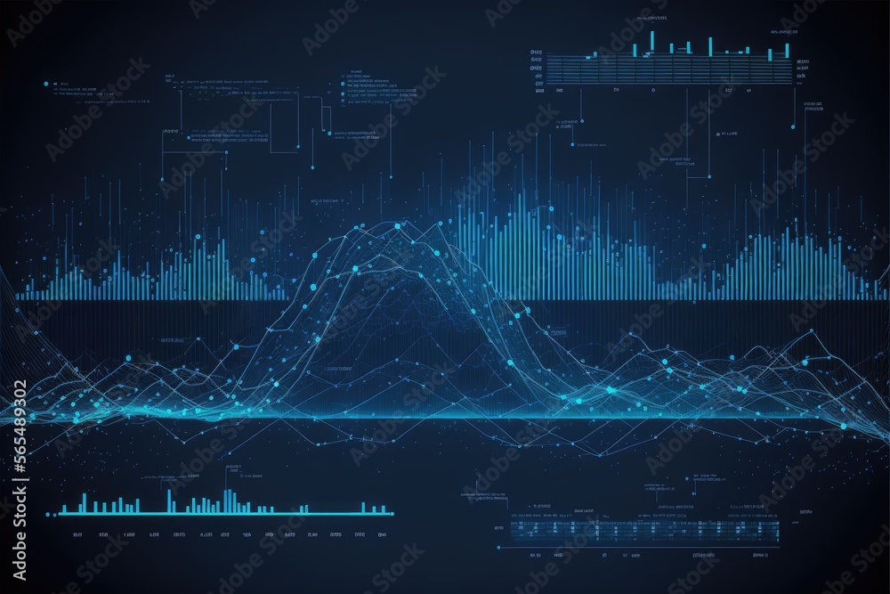 Wall mural business data analysis and analytics of customers insights with charts abstract blue background vect