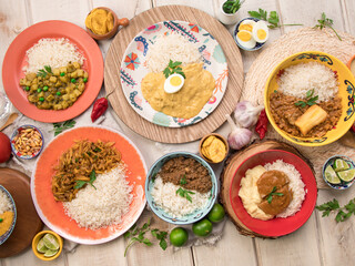 Fototapeta na wymiar Peru traditional comfort food buffet table