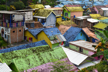 View of Colorful Jodipan village (Kampung Warna Warni Jodipan) in Malang, East Java, Indonesia