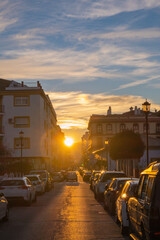 Obraz premium View of narrow streets of Ronda at sunset, southern Andalusia, Spain