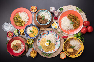 Peru traditional comfort food buffet table